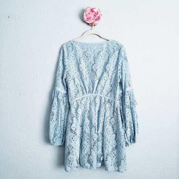 Free People Ruby Blue Longsleeve Lace Dress - Picture 6 of 6